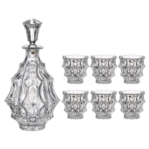 Bộ Bình Cốc Rượu Pha Lê Bohemia - Set 1 Bình 700ml & 6 Cốc 290ml Cao Cấp Sang Trọng Từ Cộng Hòa Séc