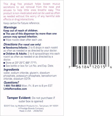 Xịt Mũi Nước Muối Sinh Lý Little Remedies 85g - An Toàn Cho Trẻ Nhỏ, Giảm Ngạt Mũi, Săn Chắc Hơi Thở