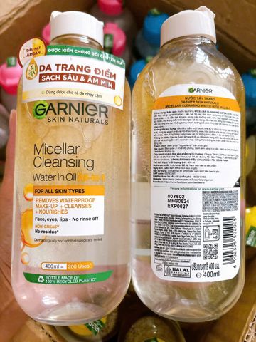 Nước Tẩy Trang Garnier Micellar Dầu Nhẹ - Làm Sạch Sâu Lớp Trang Điểm Waterproof 400ml - Cho Da Nhạy Cảm