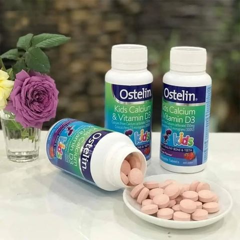 Viên Uống Bổ Sung Canxi Cho Bé Ostelin Kids Calcium & Vitamin D3 90 Viên - Phát Triển Xương Cứng Cáp, Hương Vị Trái Cây Ngon Miệng