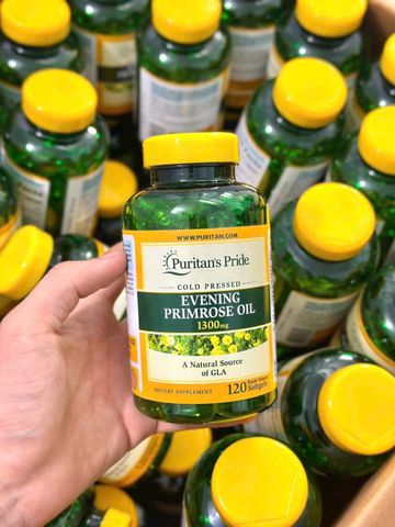 Viên Uống Tinh Dầu Hoa Anh Thảo Puritan's Pride 1300 Mg GLA - Hộp 120 Viên Hỗ Trợ Sức Khỏe Phụ Nữ và Làm Đẹp Da Tự Nhiên