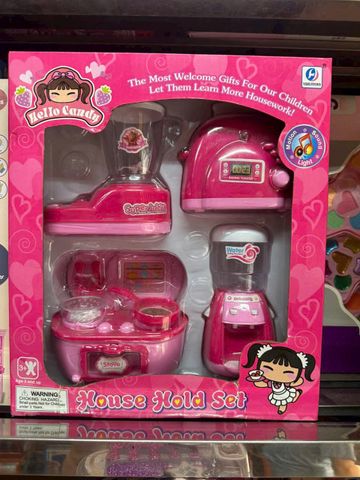 Bộ đồ chơi gia đình Hello Kitty House hold set gồm 4 món đồ gia dụng có đèn và âm thanh YH858-1 giao ngẫu nhiên cho bé chơi đồ chơi nhập vai
