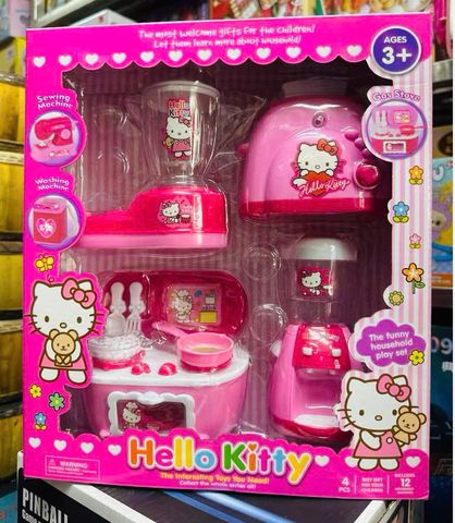Bộ đồ chơi gia đình Hello Kitty House hold set gồm 4 món đồ gia dụng có đèn và âm thanh YH858-1 giao ngẫu nhiên cho bé chơi đồ chơi nhập vai