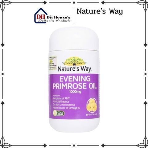 Dầu Hoa Anh Thảo Nature's Way Evening Primrose Oil 1000mg - Giải Pháp Cân Bằng Nội Tiết & Làm Đẹp Da - Hộp 60 Viên Hỗ Trợ Sức Khỏe