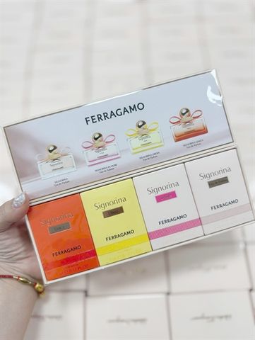 Bộ Nước Hoa Salvatore Ferragamo Signorina Mini Set 4x5ml - Hương Thơm Quyến Rũ (Edp & Edt) - Quà Tặng Sang Trọng