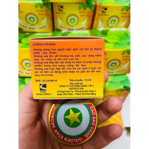 Dầu Cù Là Cao Sao Vàng 20g - Giảm Đau, Thư Giãn, Tinh Thần Tăng Cường - Sản Phẩm Xoa Bóp Tiện Lợi Từ Công Ty CP Dược TW3