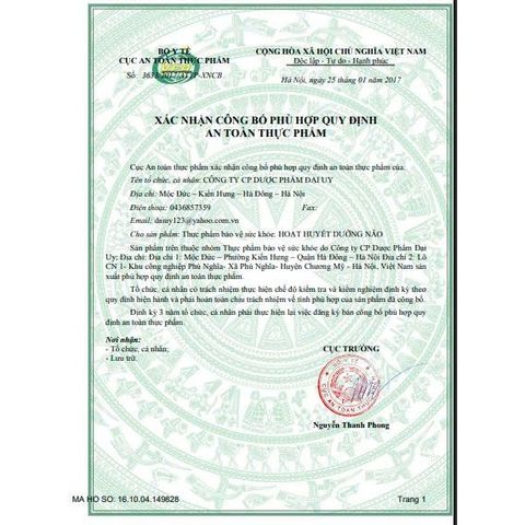 Hoạt Huyết Dưỡng Não Đại Uy - Bổ Não Tăng Cường Trí Nhớ, Hỗ Trợ Tuần Hoàn Máu - Hộp 100 Viên Chất Lượng Cao