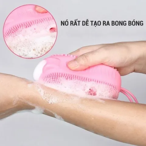Bông tắm silicon tẩy tế bào chết tạo bọt 2 mặt massage toàn thân mềm mịn