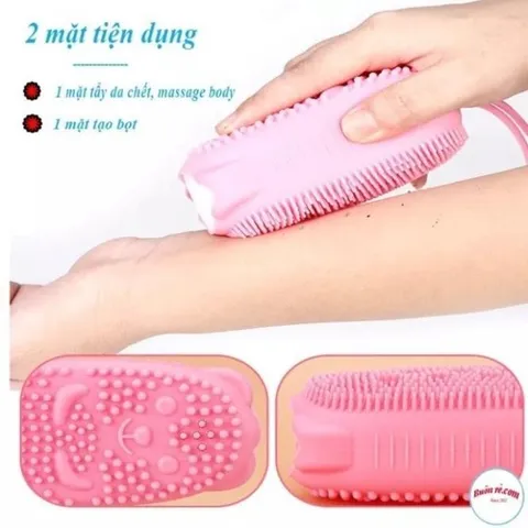 Bông tắm silicon tẩy tế bào chết tạo bọt 2 mặt massage toàn thân mềm mịn