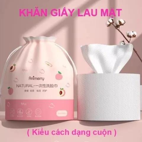 Khăn lau mặt dùng 1 lần nội địa Trung lau khô, lau ướt, Khăn giấy đa năng Animerry túi 150g