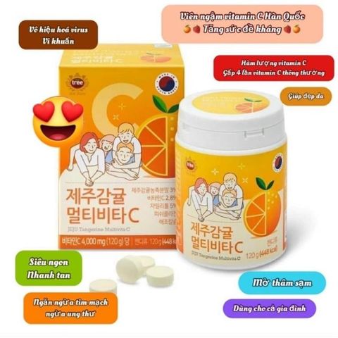 Viên ngậm Vitamin C Jeju Tangerine Multivita C 4000mg 120g [ Chính Hãng Hàn Quốc ]