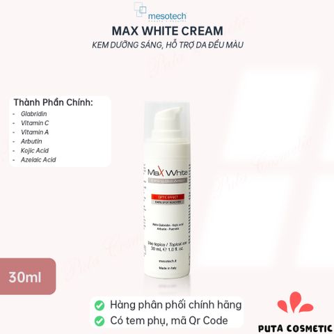 Kem Dưỡng Mesotech Max White Cream 30ml dưỡng sáng, hỗ trợ da đều màu