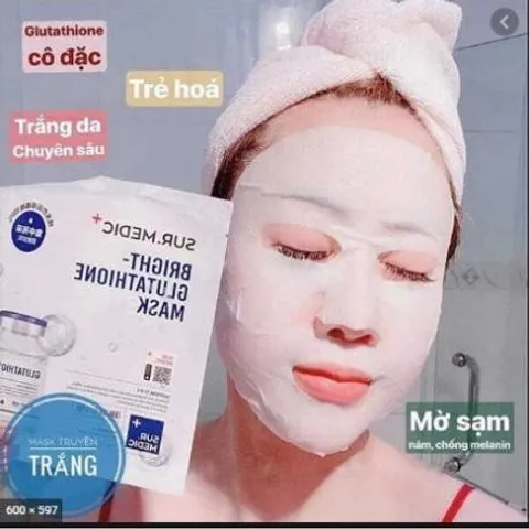 Combo 10 Miếng Mặt Nạ Dưỡng Trắng Da Cấp ẩm Surmedic/Sur.medic Bright Glutathione Mask (30g x 10)