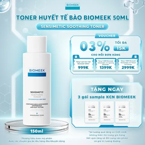 Toner huyết tế bào Bioeek Sensimetic Soothing cấp ẩm, làm dịu cho da khô, nhạy cảm 150ml