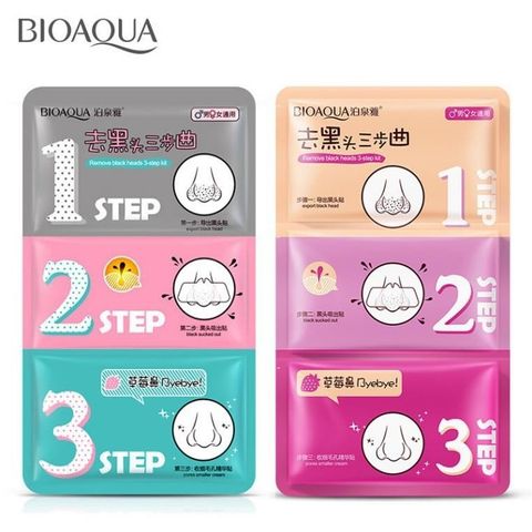 SET MẶT NẠ LỘT MỤN ĐẦU ĐEN 3 BƯỚC BIOAQUA