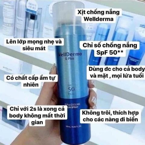 Xịt Chống Nắng WELLDERMA G Plus Cooling Sun Pray Hàn Quốc - BFN.MALL