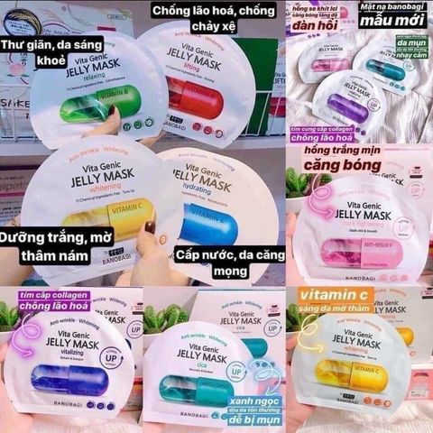 Combo 10 Miếng Mặt Nạ BANOBAGI PREMIUM Vita Genic Jelly Mask Vitamin Dưỡng Trắng, Cấp Ẩm Cho Da 30ml