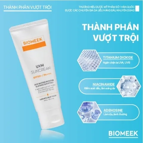 Kem chống nắng Biomeek UVM Suncream cho da nhạy cảm, SPF 50+ PA++++ 40ml