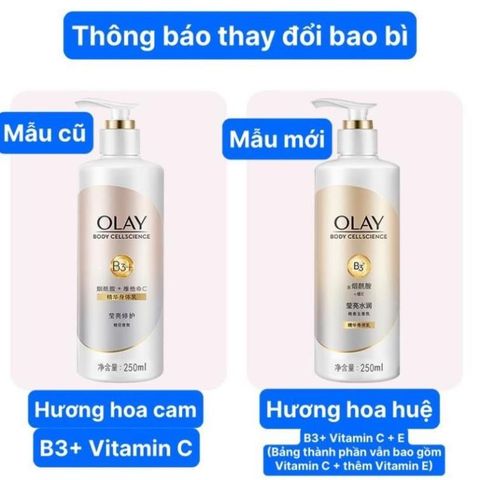 Dưỡng thể Olay B5, B3+ Vitamin C trắng da 250ml