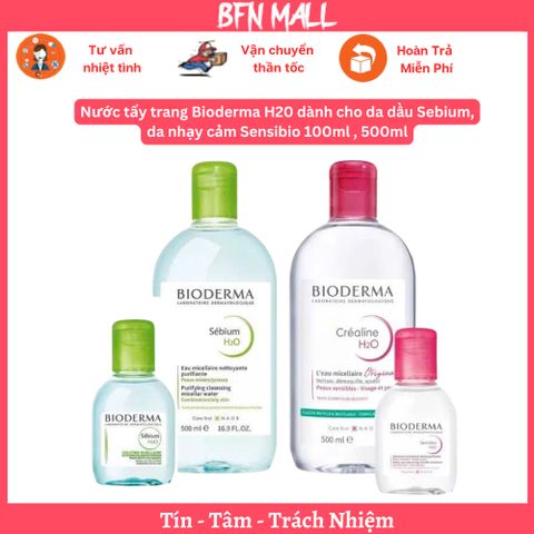 Nước tẩy trang Bioderma H20 dành cho da dầu Sebium, da nhạy cảm Sensibio 100ml , 500ml