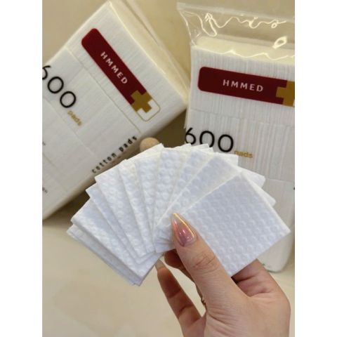 Bông Tẩy Trang Hữu Cơ HMMED 600 Miếng Mềm Mịn, Không Xơ