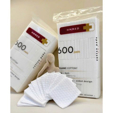 Bông Tẩy Trang Hữu Cơ HMMED 600 Miếng Mềm Mịn, Không Xơ