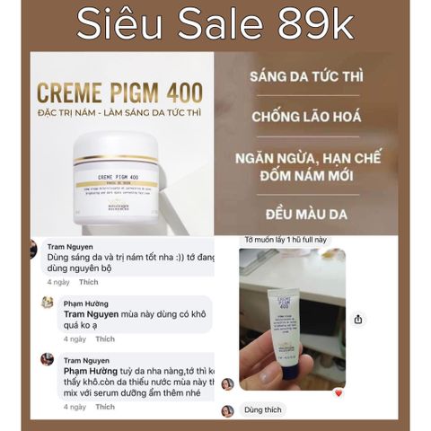 Creme Pigm400 Br 4ml Kem Dưỡng Mờ Nám ,Tàn Nhang, Đốm Nâu & Làm Sáng Da Creme PIGM 400 Biologique Recherche