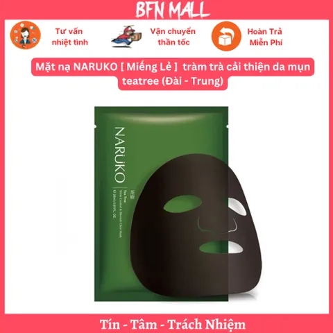 Mặt nạ NARUKO [ Miếng Lẻ ]  tràm trà cải thiện da mụn teatree (Đài - Trung)