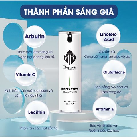 Tinh Chất Rejuve Interactive Cellular White 50ml Dưỡng Da Trắng Sáng Và Ngăn Ngừa Sắc Tố, Ưc Chế Nám