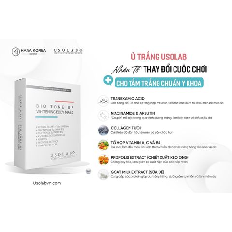 Ủ Kích Trắng Usolab Bio Tone Up Whitening body mask (20g x 5 gói)
