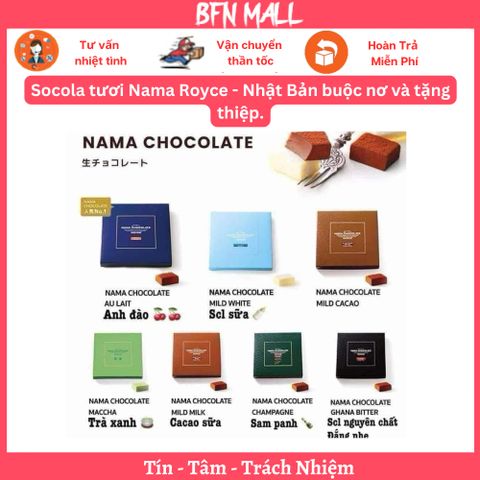 Socola tươi Nama Royce - Nhật Bản buộc nơ và tặng thiệp.