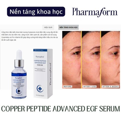 Serum Phục hồi chống lão hóa  Pharmarorm Copper Peptide Advance Serum with 1% GHK-Cu & 100ppm EGF 30 ml