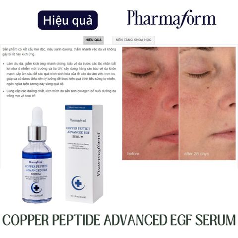 Serum Phục hồi chống lão hóa  Pharmarorm Copper Peptide Advance Serum with 1% GHK-Cu & 100ppm EGF 30 ml