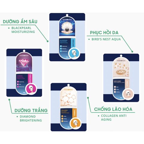 Mặt Nạ Dưỡng Da Foodaholic Bổ Sung Vitamin, Mặt Nạ Hàn Quốc Dưỡng Ẩm, Dưỡng Trắng Da Foodaholic Essential Mask 23ml