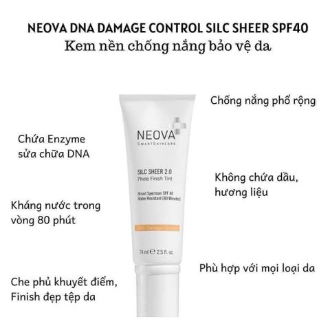Kem Chống Nắng Phổ Rộng NEOVA 40 Silc Sheer2.0 Photo Finish Tint SPF 40 - 74ml [ Chính Hãng ]