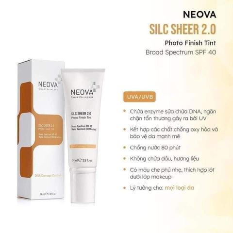 Kem Chống Nắng Phổ Rộng NEOVA 40 Silc Sheer2.0 Photo Finish Tint SPF 40 - 74ml [ Chính Hãng ]