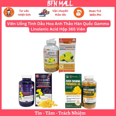 Viên Uống Tinh Dầu Hoa Anh Thảo Hàn Quốc Gamma Linolenic Acid Hộp 365 Viên