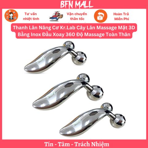 Thanh Lăn Nâng Cơ Kr.Lab Cây Lăn Massage Mặt 3D Bằng Inox Đầu Xoay 360 Độ Massage Toàn Thân