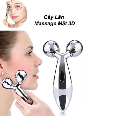 Thanh Lăn Nâng Cơ Kr.Lab Cây Lăn Massage Mặt 3D Bằng Inox Đầu Xoay 360 Độ Massage Toàn Thân