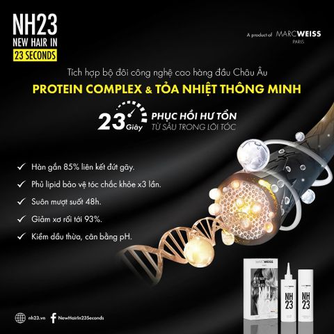 Dầu gội NH23 IQ SHAMPOO 200ml Công Nghệ Protein Complex Phục Hồi Tóc Hư Tổn Sau 23s