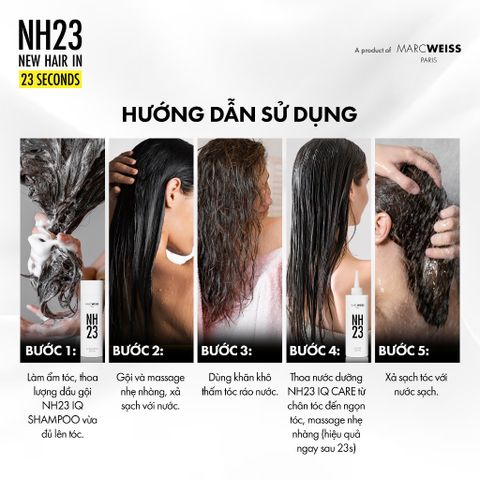 Dầu gội NH23 IQ SHAMPOO 200ml Công Nghệ Protein Complex Phục Hồi Tóc Hư Tổn Sau 23s