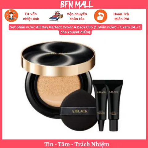 Set phấn nước All Day Perfect Cover A.back Clio (1 phấn nước + 1 kem lót + 1 che khuyết điểm)