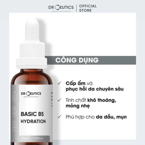 Serum Cấp Ẩm Phục Hồi Cho Da Dầu Mụn DrCeutics B5 Basic Hydration 30g/100g