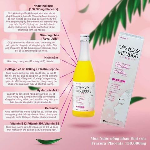 Nước Uống Nhau Thai Collagen Fracora Placenta 150.000mg (Chai 480ml)