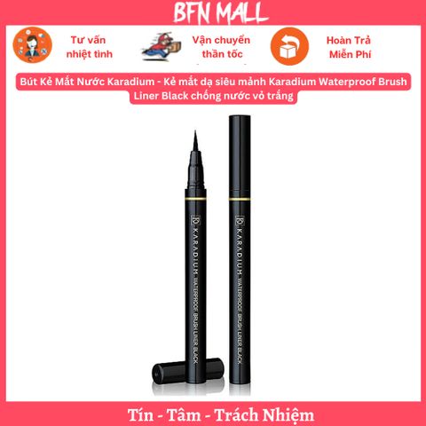 Bút Kẻ Mắt Nước Karadium - Kẻ mắt dạ siêu mảnh Karadium Waterproof Brush Liner Black chống nước vỏ trắng