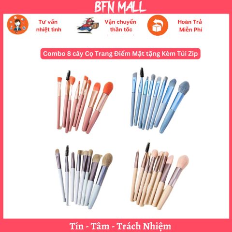 Combo 8 cây Cọ Trang Điểm Mặt tặng Kèm Túi Zip