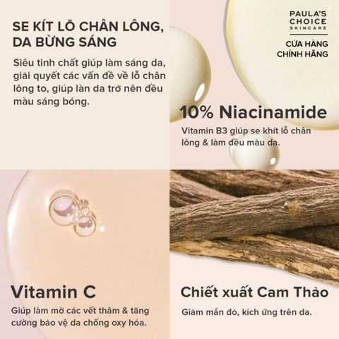 Tinh chất se khít lỗ chân lông và làm sáng da Paula’s Choice 10% Niacinamide Booster - 20ml