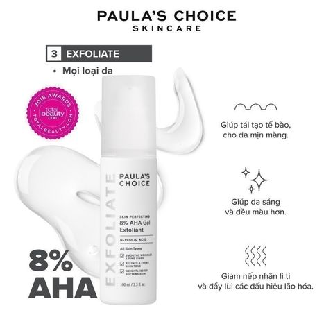 Gel Tẩy Da Chết Paula's Choice Skin Perfecting 8% AHA Gel Exfoliant 100ml