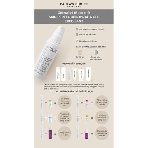 Gel Tẩy Da Chết Paula's Choice Skin Perfecting 8% AHA Gel Exfoliant 100ml