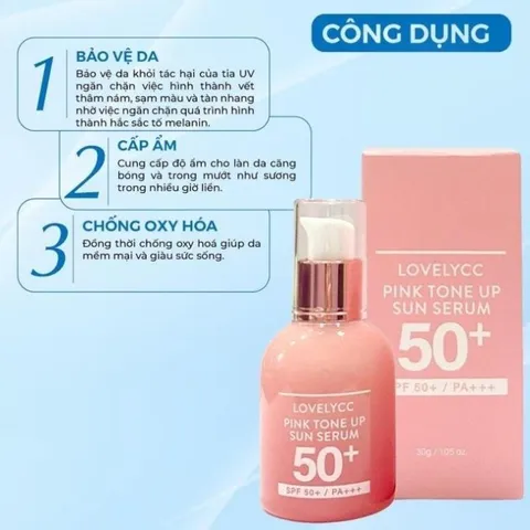 Serum Dưỡng Trắng Nâng Tone Chống Nắng LovelyCC Pink Tone Up Ampoule Spf 50+ Pa+++ Hàn Quốc 30ml